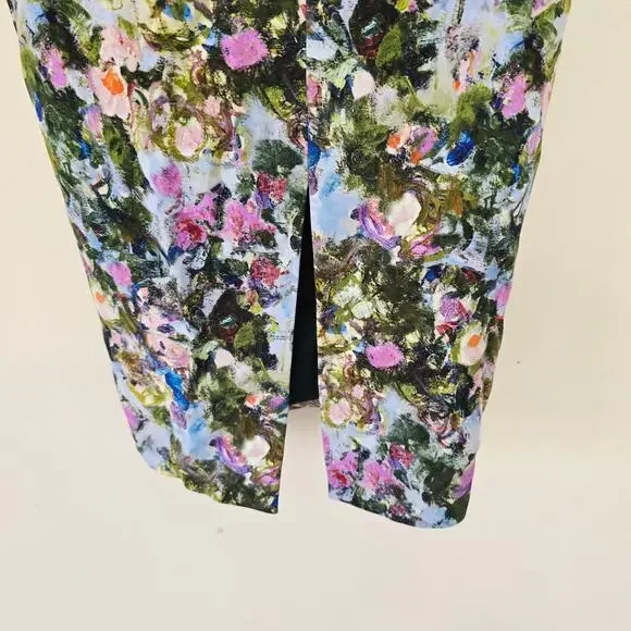 Cushnie Et Ochs Floral Print Midi Length Open Back Wiggle Green Dress Size 0 - Picture 10 of 13
